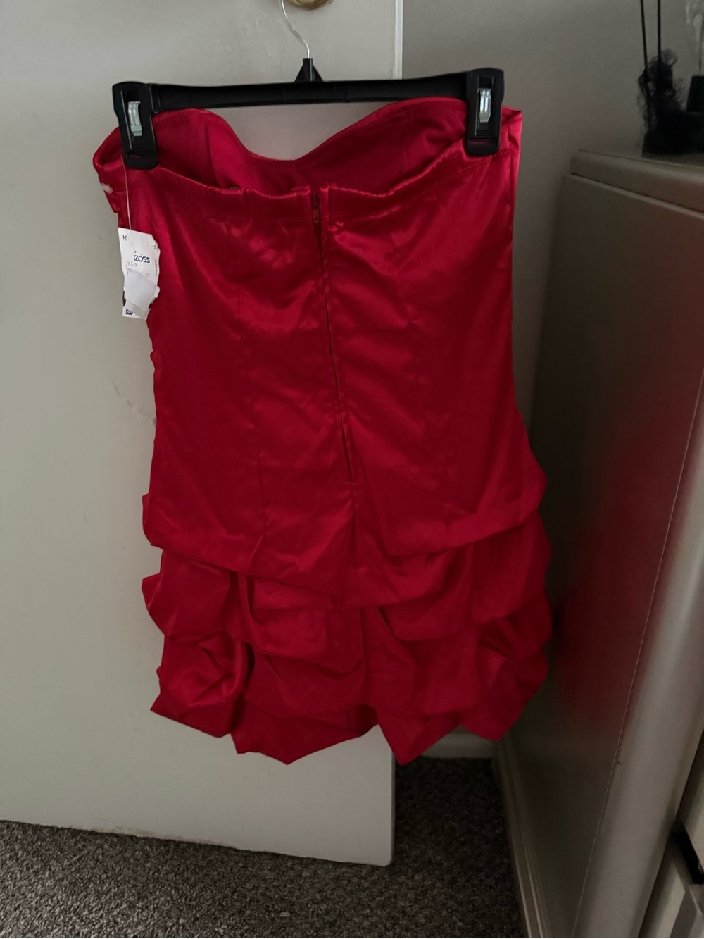 Red Strapless Ruffle Cocktail Dress - Picture 6 of 7